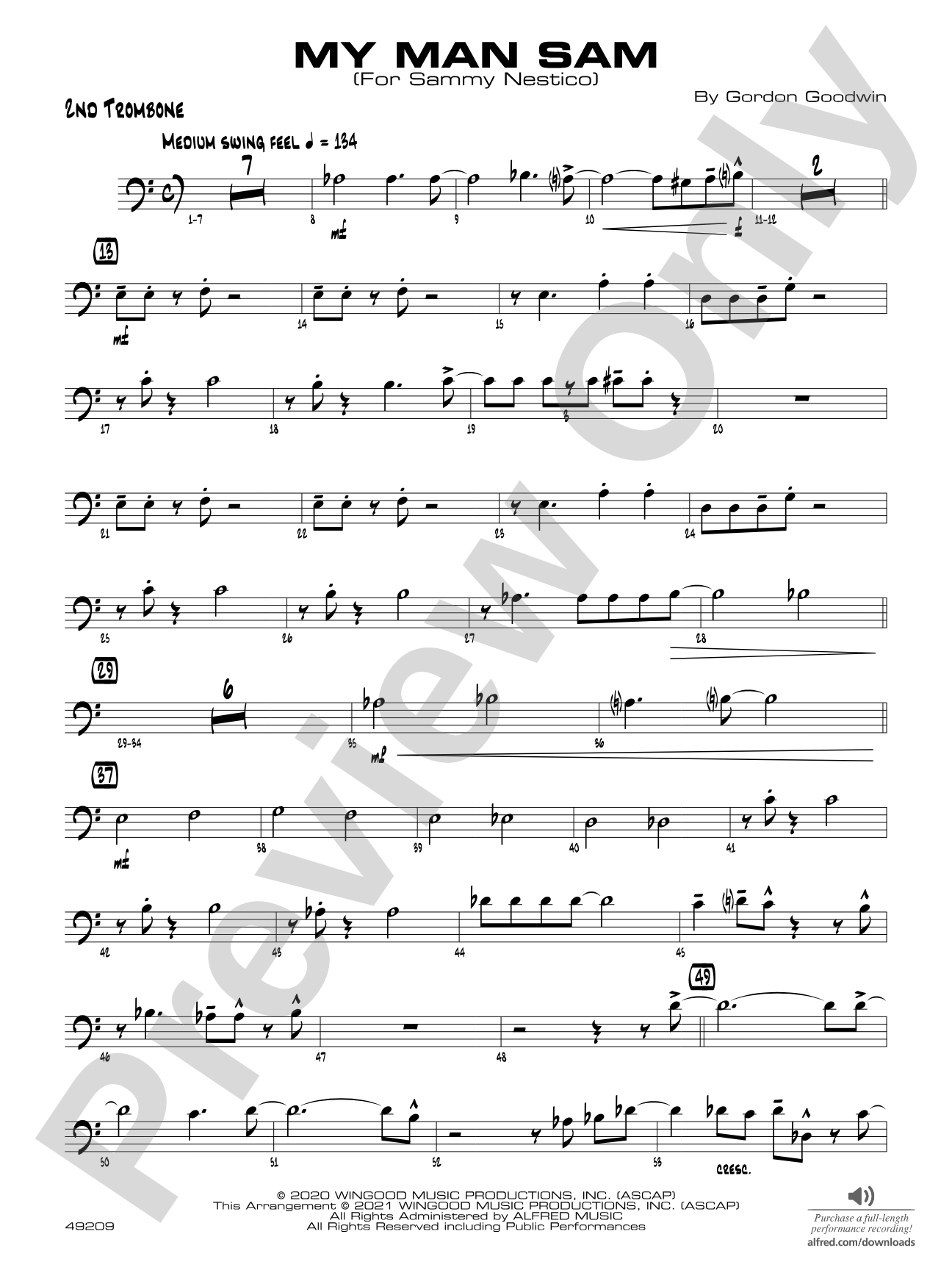 My Man Sam: 2nd Trombone