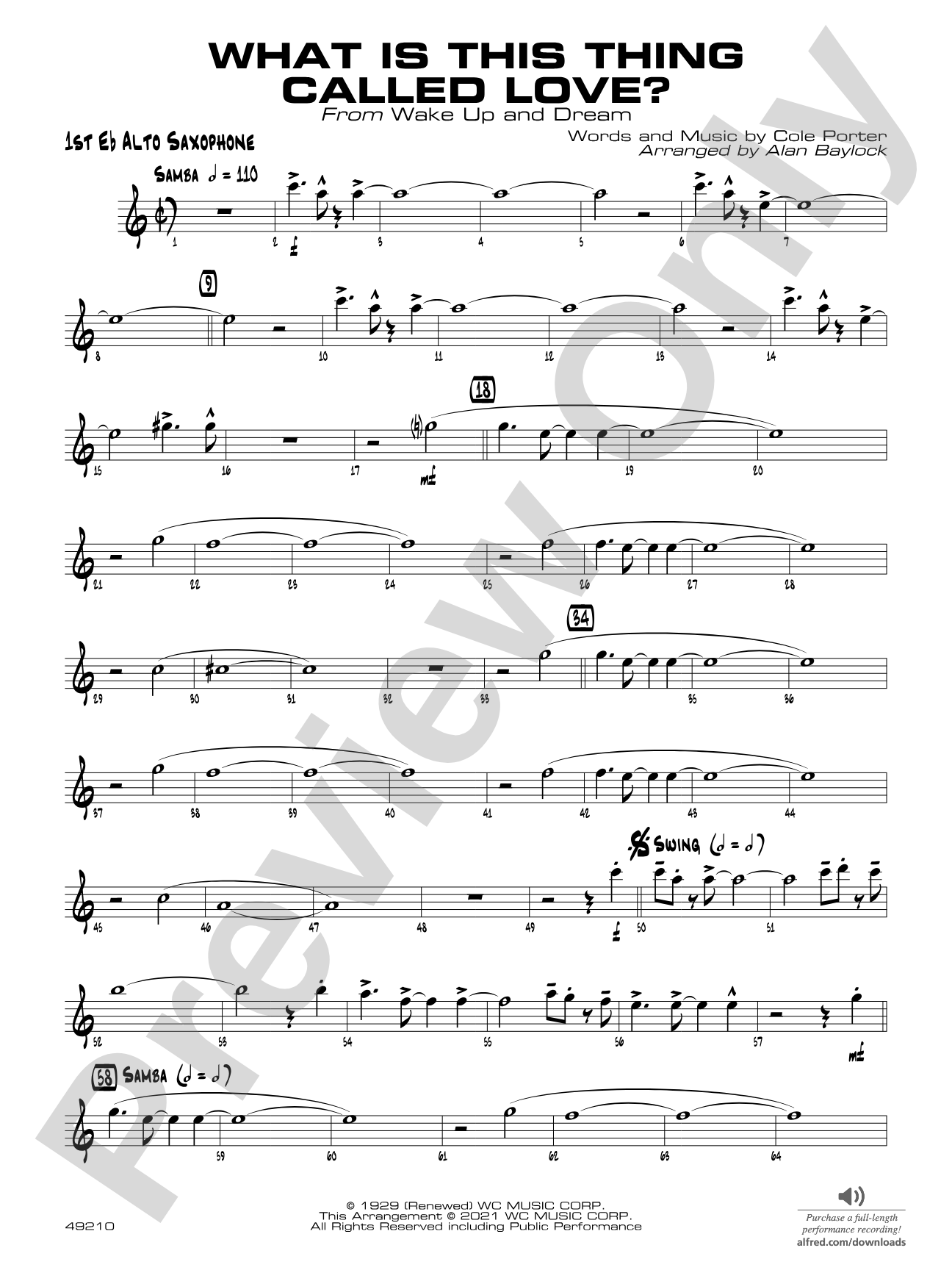 What Is This Thing Called Love?: E-flat Alto Saxophone