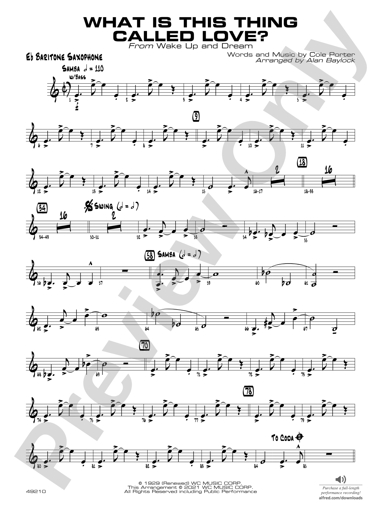 What Is This Thing Called Love?: E-flat Baritone Saxophone