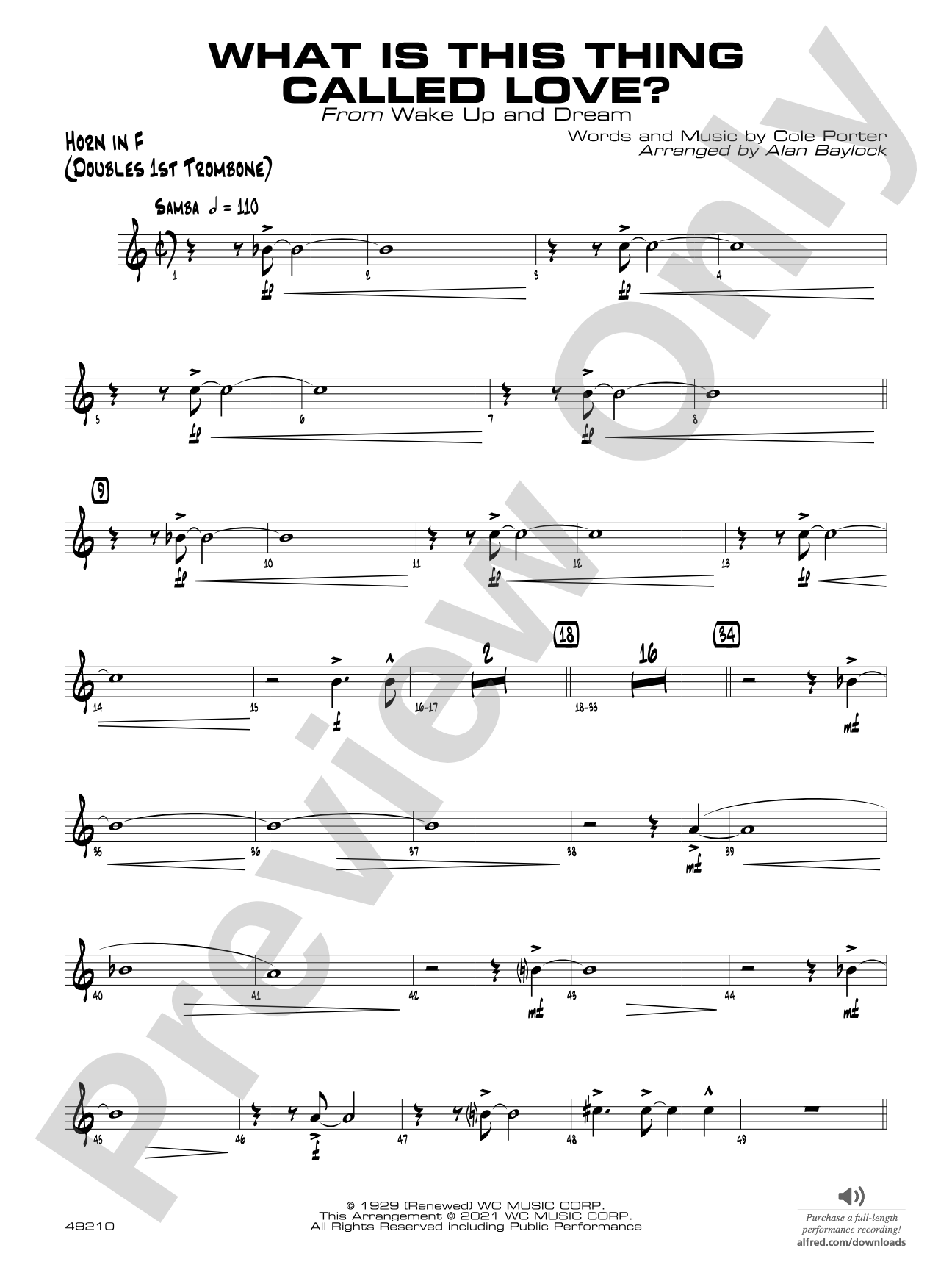 What Is This Thing Called Love?: 1st F Horn