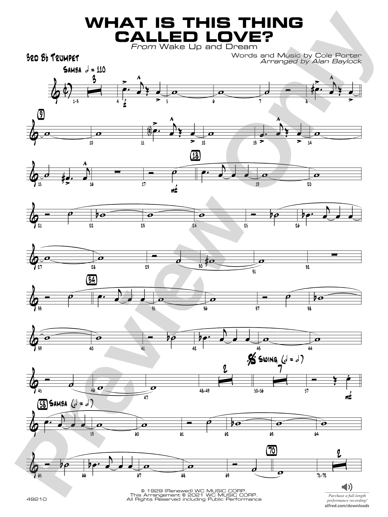 What Is This Thing Called Love?: 3rd B-flat Trumpet