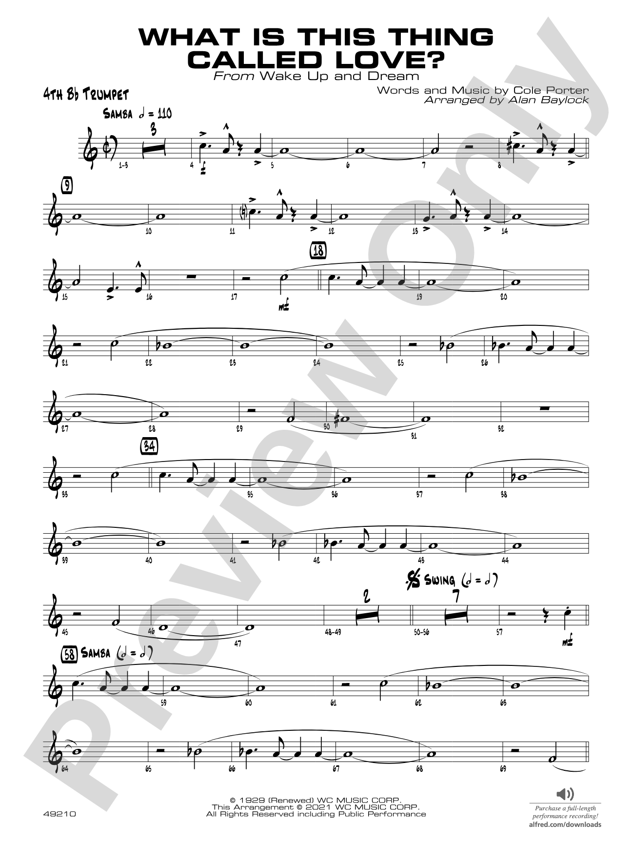 What Is This Thing Called Love?: 4th B-flat Trumpet