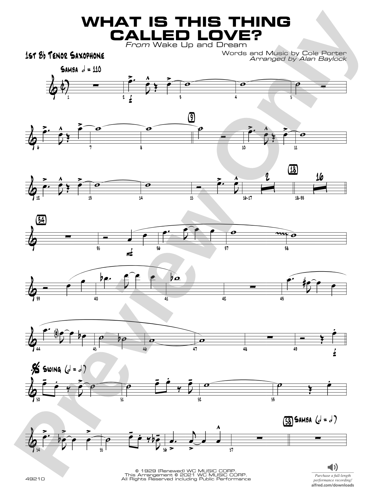 What Is This Thing Called Love?: B-flat Tenor Saxophone