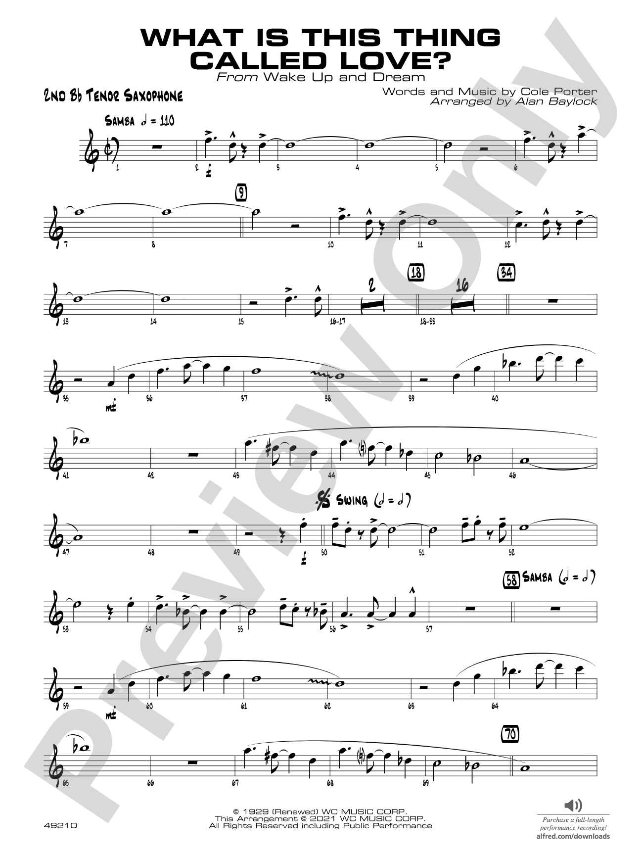 What Is This Thing Called Love?: 2nd B-flat Tenor Saxophone