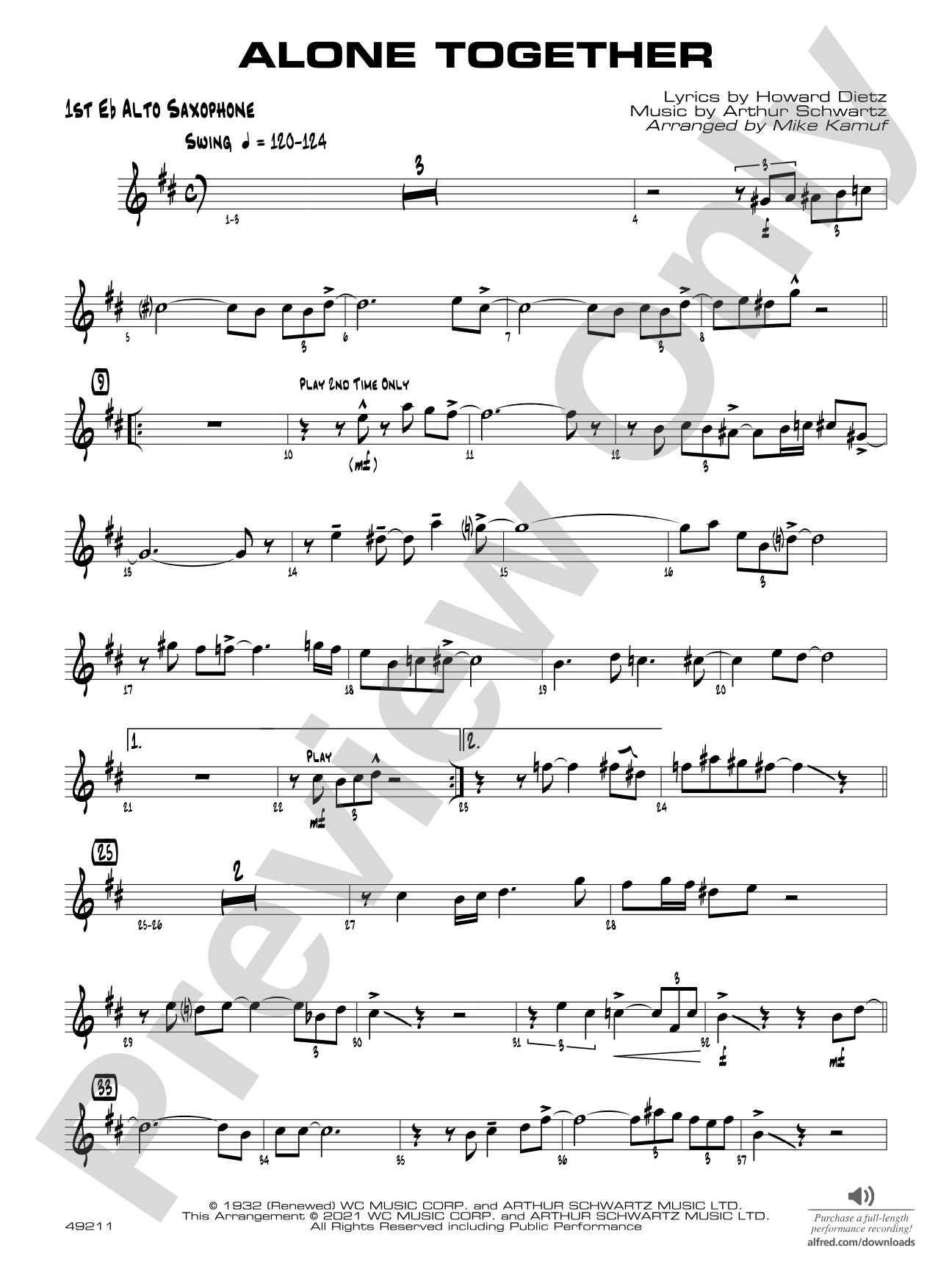 Alone Together: E-flat Alto Saxophone