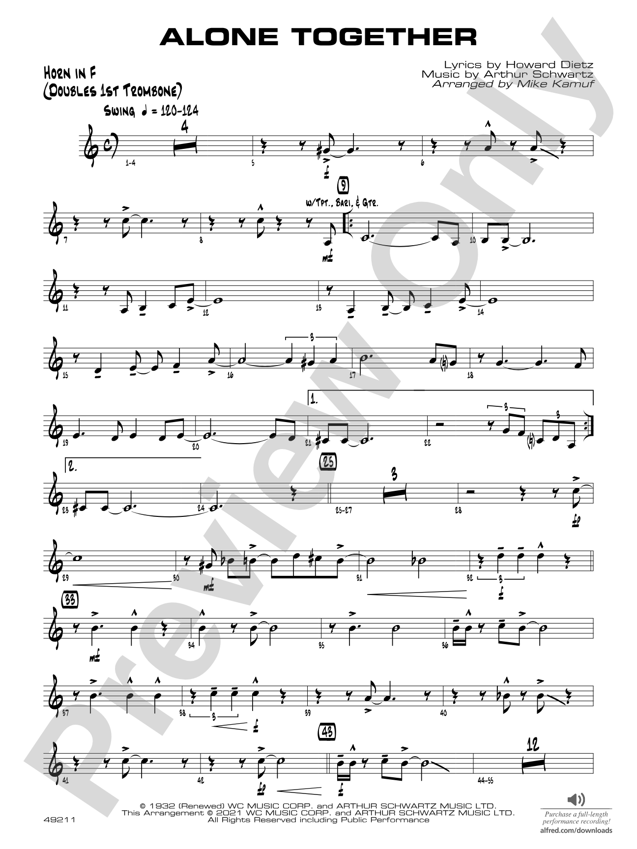 Alone Together: 1st F Horn