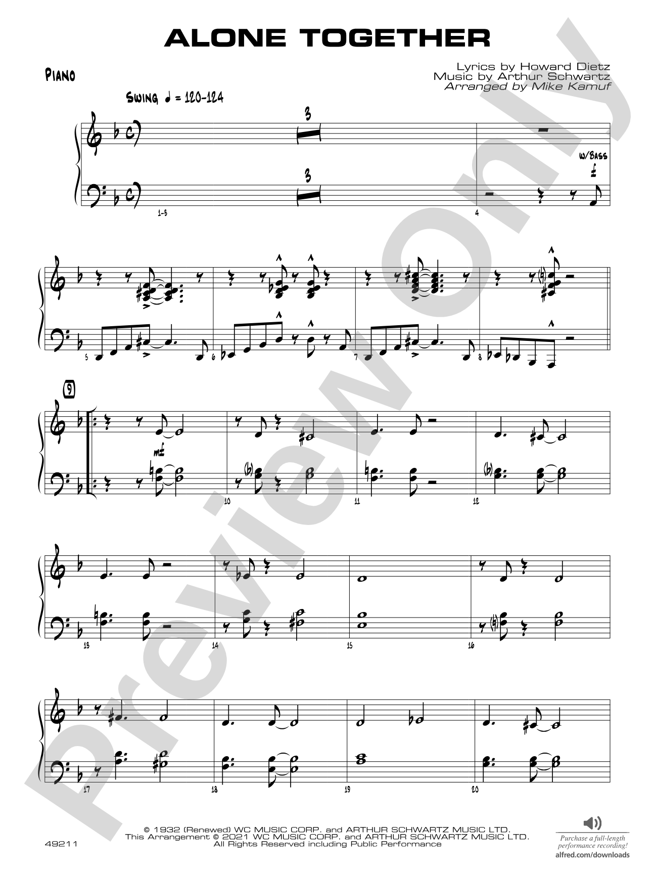 Alone Together: Piano Accompaniment