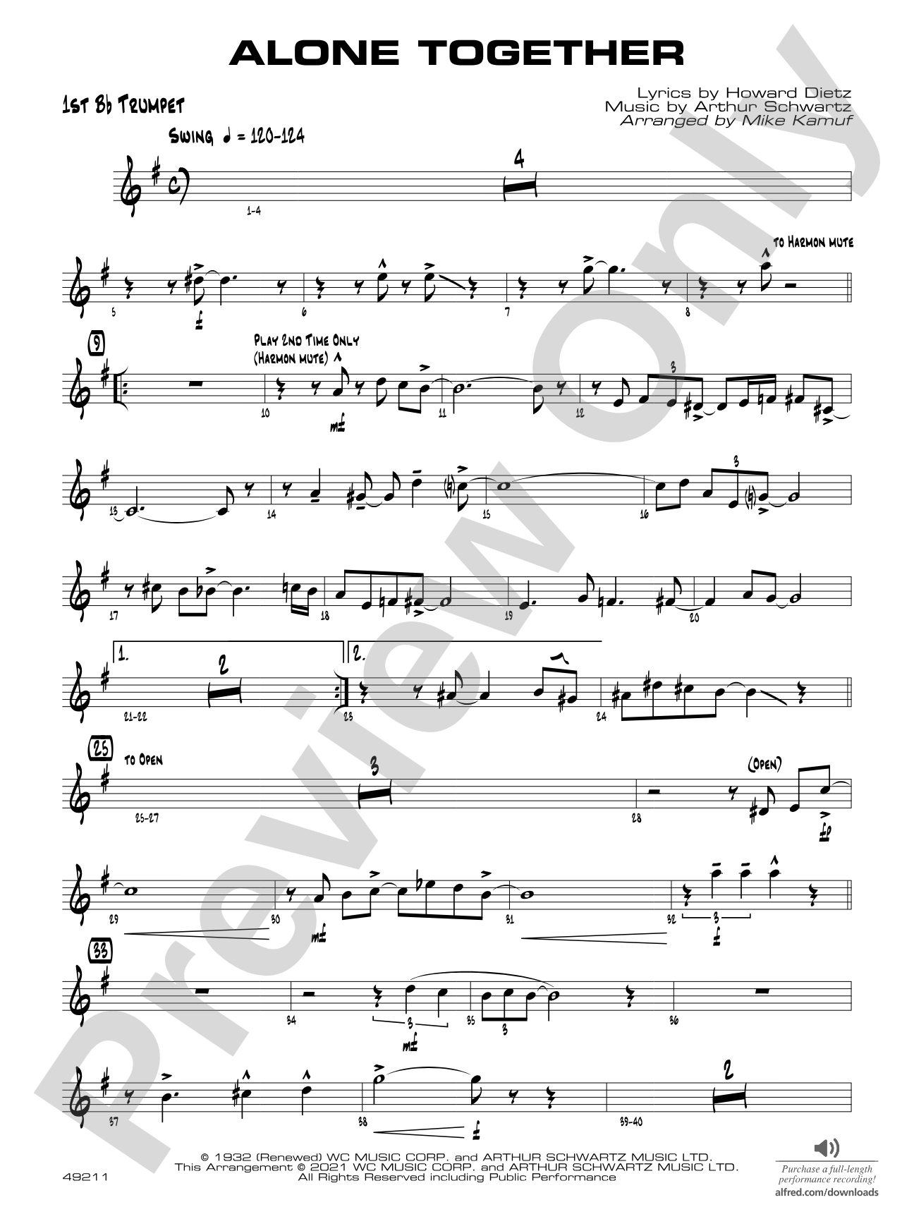 Alone Together: 1st B-flat Trumpet