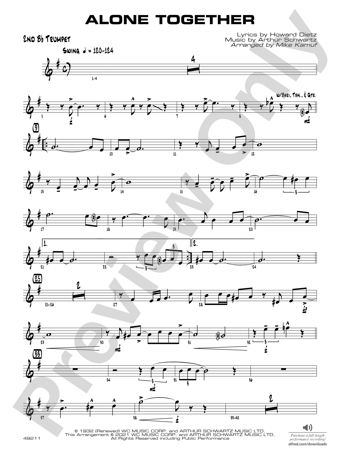 Alone Together: 2nd B-flat Trumpet