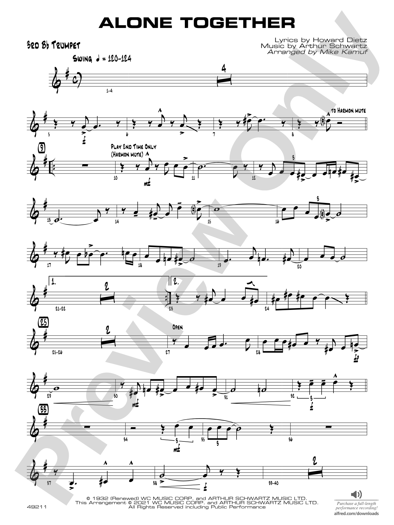 Alone Together: 3rd B-flat Trumpet