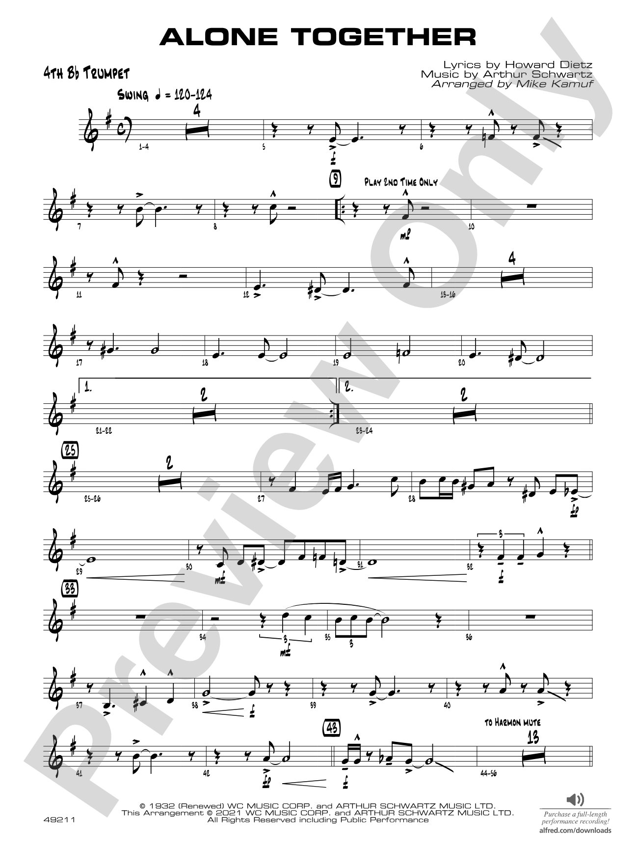 Alone Together: 4th B-flat Trumpet