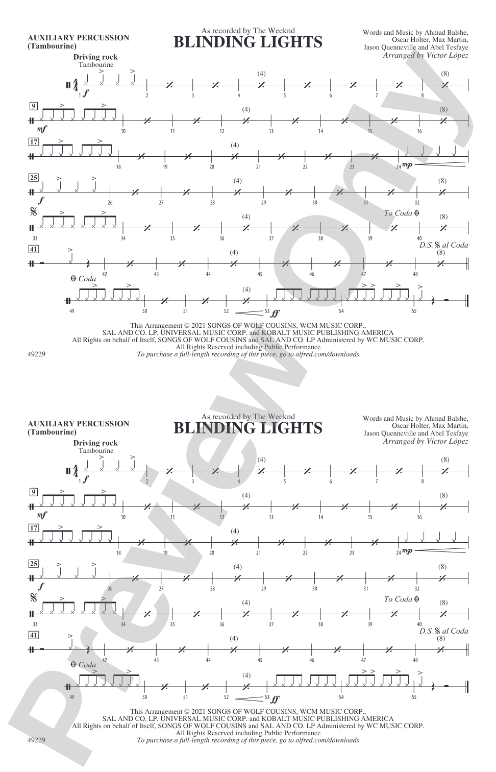 Blinding Lights: Auxiliary Percussion