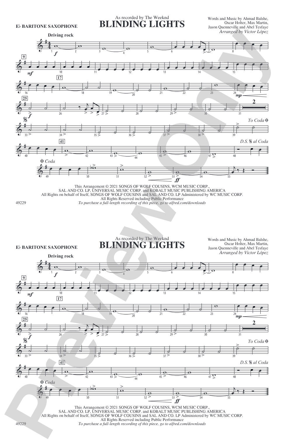 Blinding Lights: E-flat Baritone Saxophone