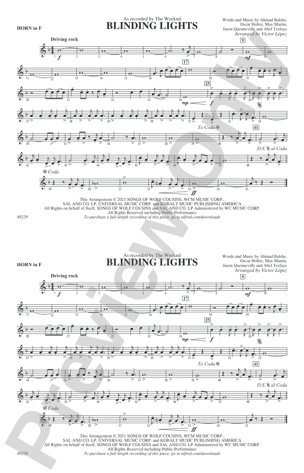 Blinding Lights: 1st F Horn
