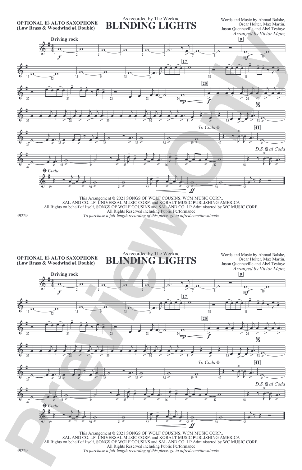 Blinding Lights: Optional Alto Sax