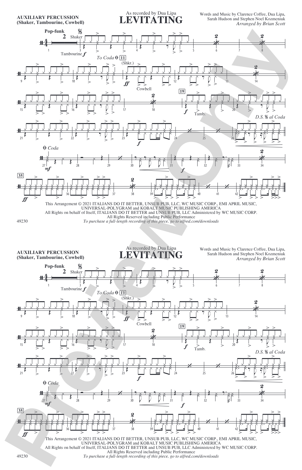 Levitating: Auxiliary Percussion