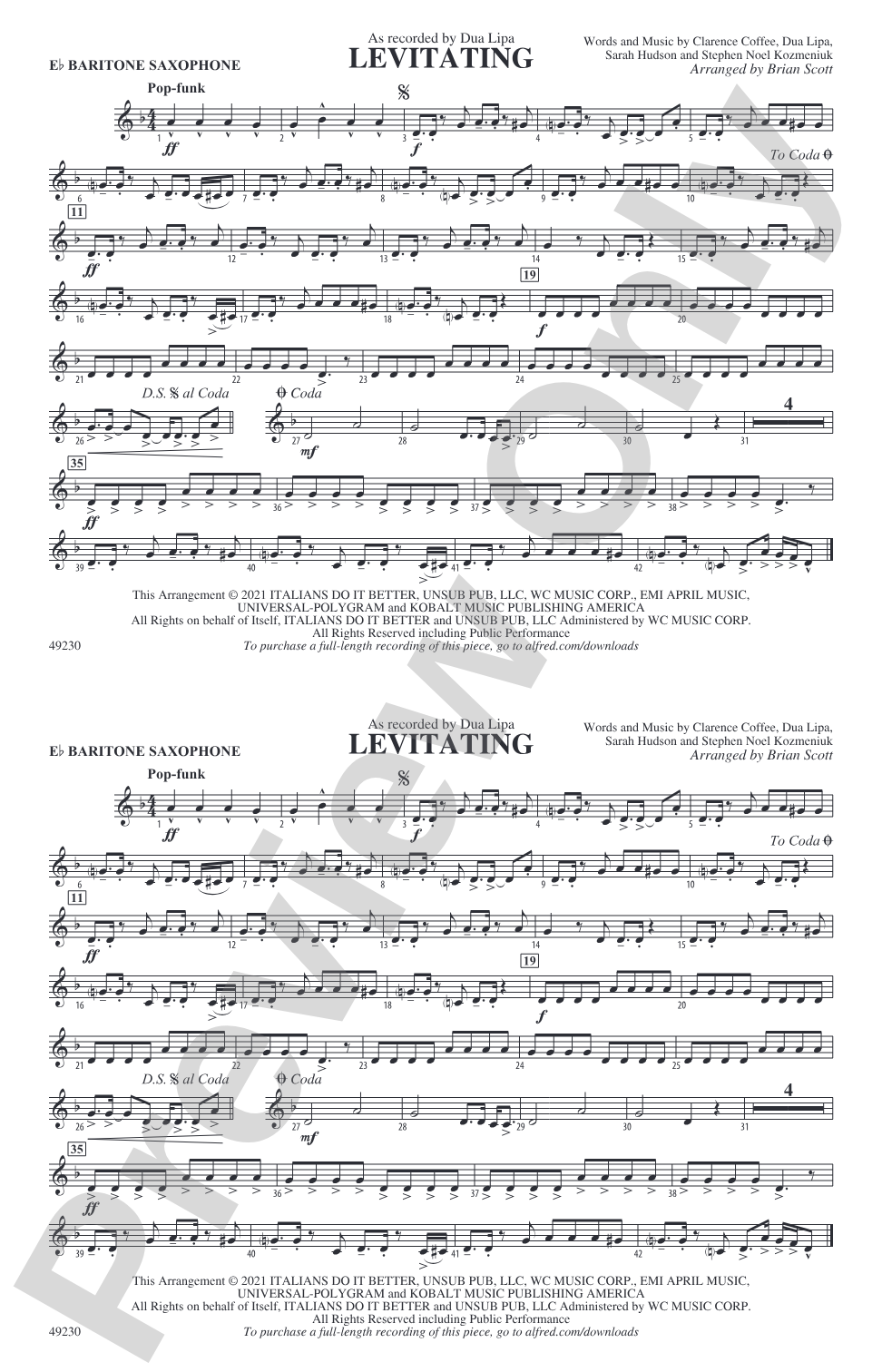 Levitating: E-flat Baritone Saxophone