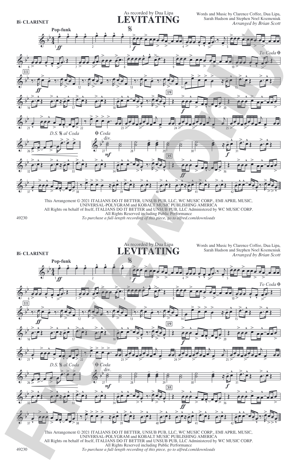 Levitating: 1st B-flat Clarinet