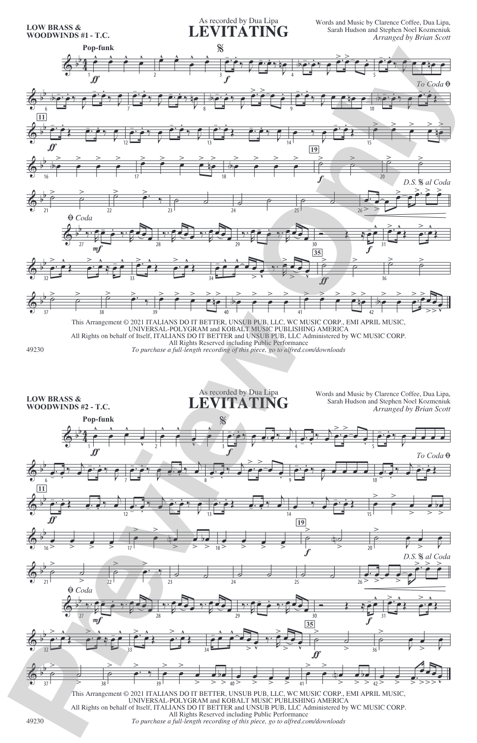 Levitating: Low Brass & Woodwinds #1 - Treble Clef