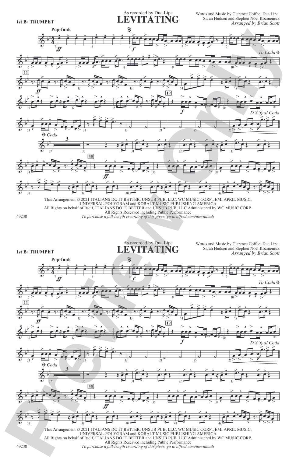 Levitating: 1st B-flat Trumpet