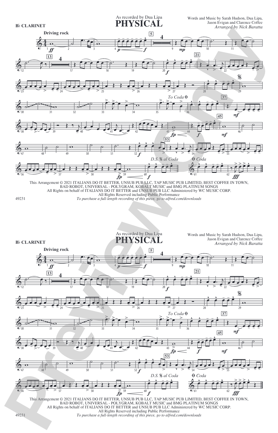 Physical: 1st B-flat Clarinet