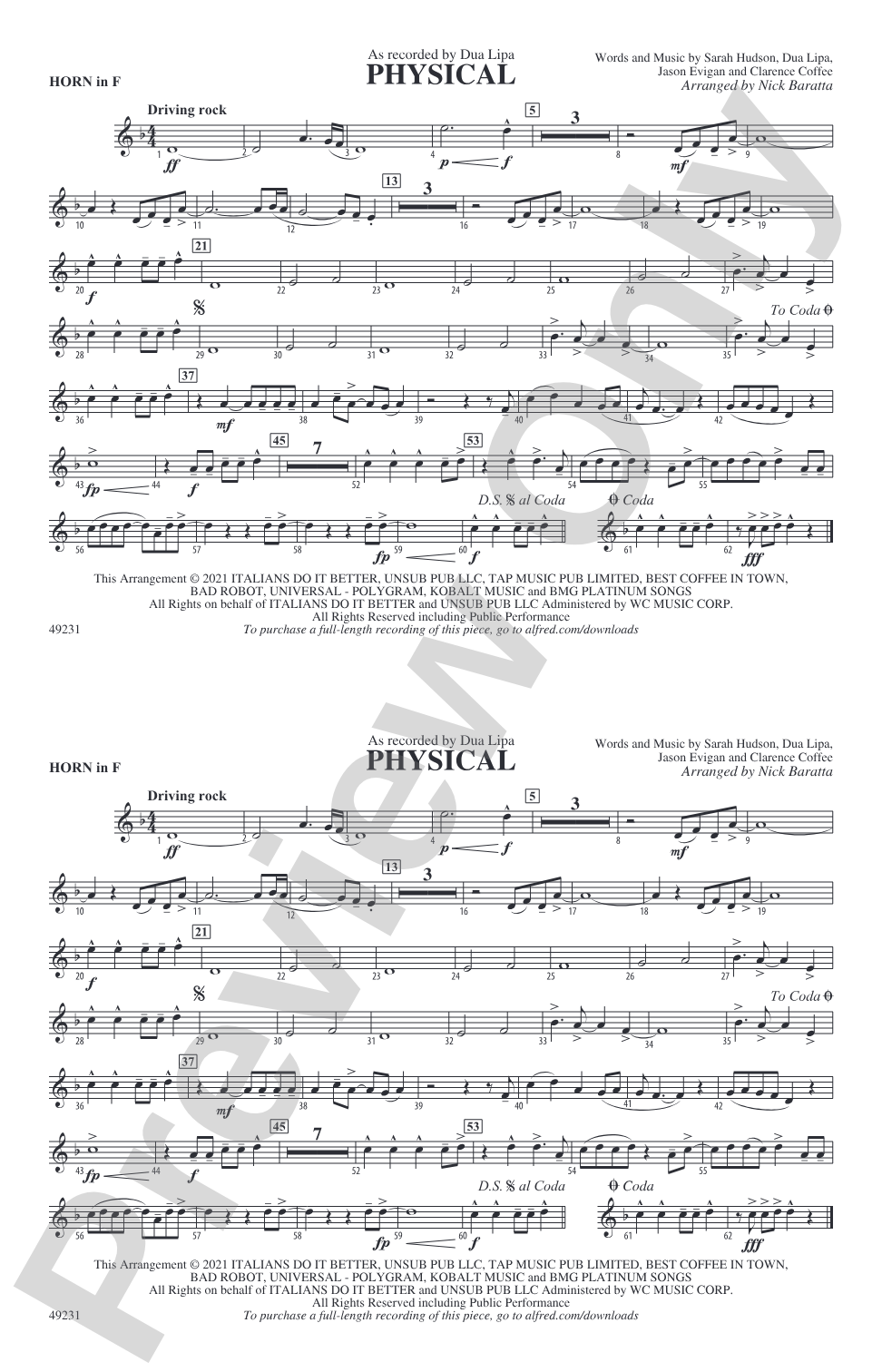 Physical: 1st F Horn