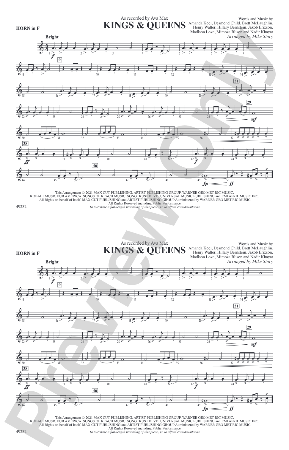 Kings & Queens: 1st F Horn