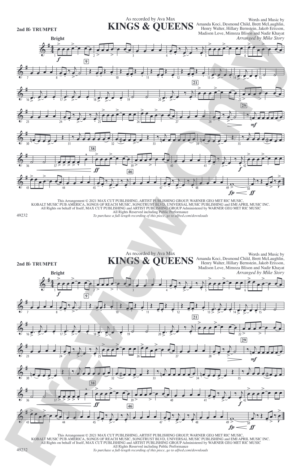 Kings & Queens: 2nd B-flat Trumpet