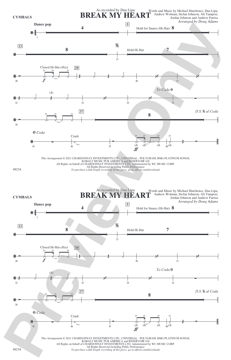 Break My Heart: Cymbals