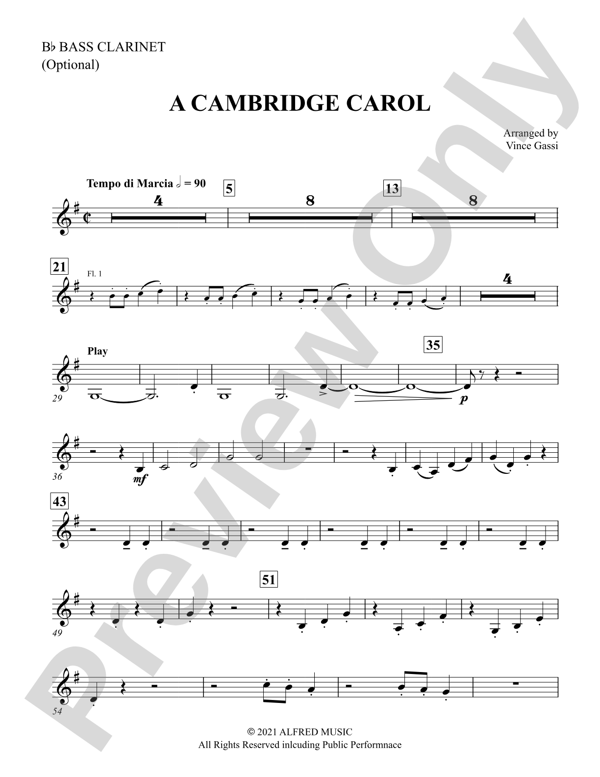 A Cambridge Carol: Bass Clarinet 1