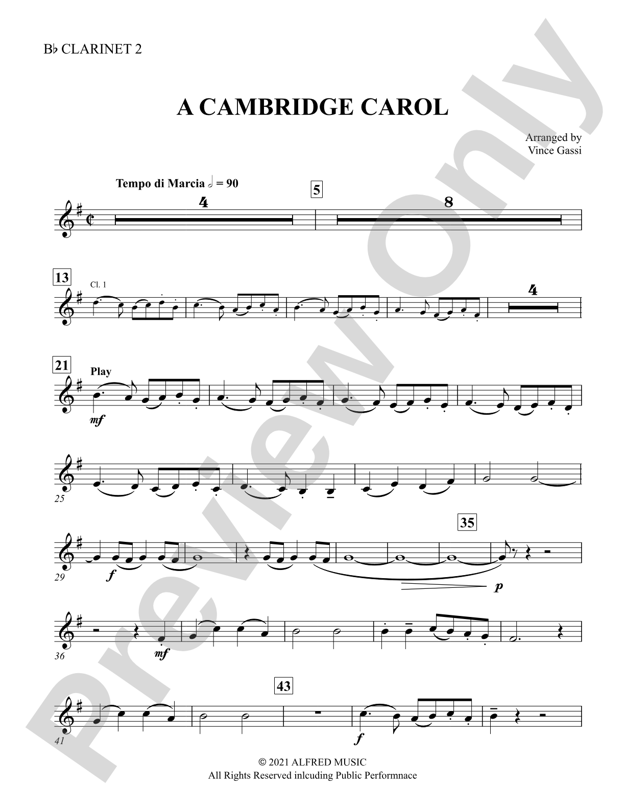 A Cambridge Carol: 2nd B-flat Clarinet
