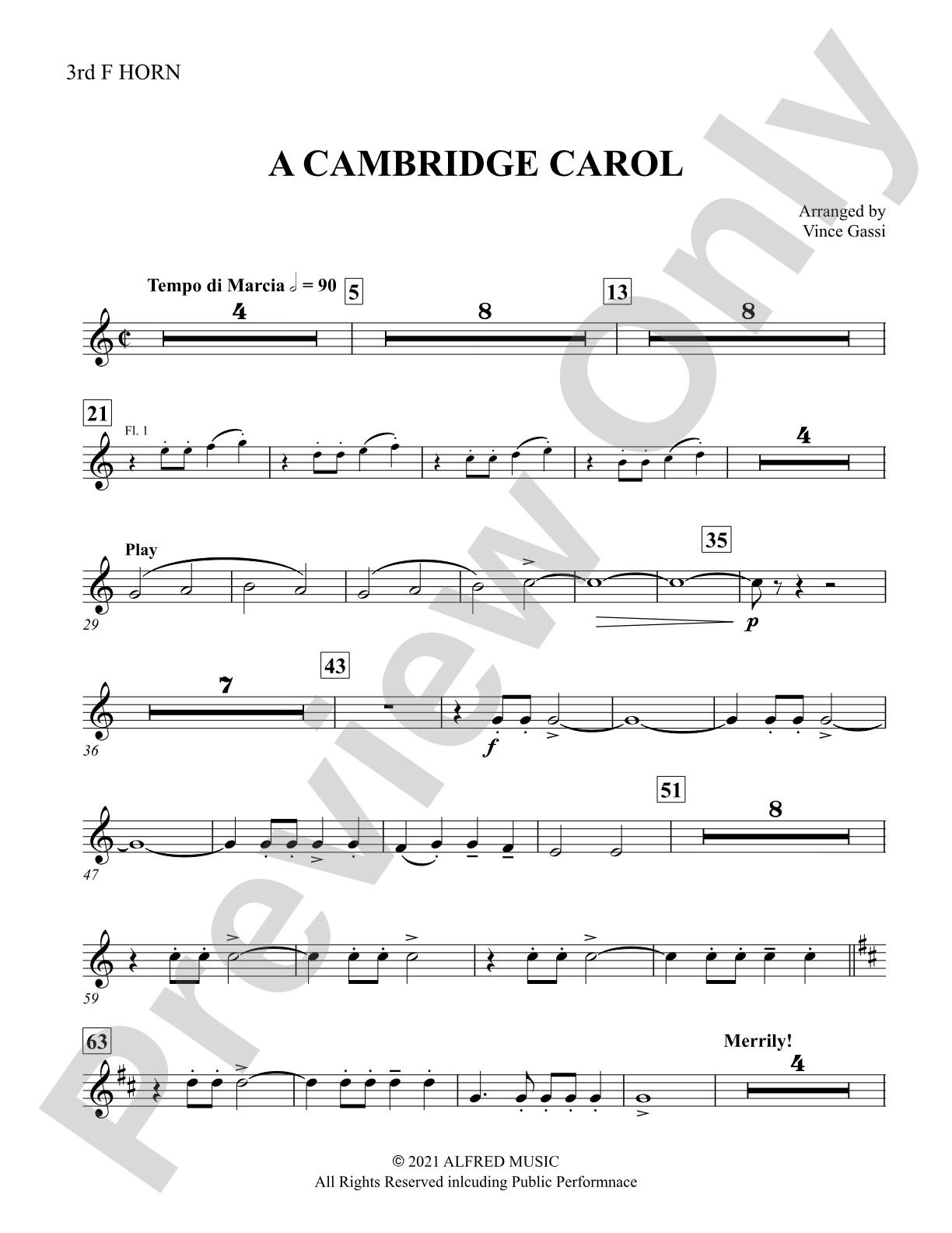 A Cambridge Carol: 3rd F Horn
