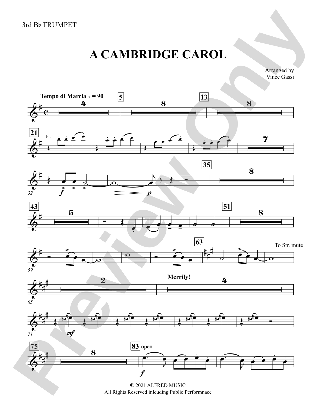 A Cambridge Carol: 3rd B-flat Trumpet