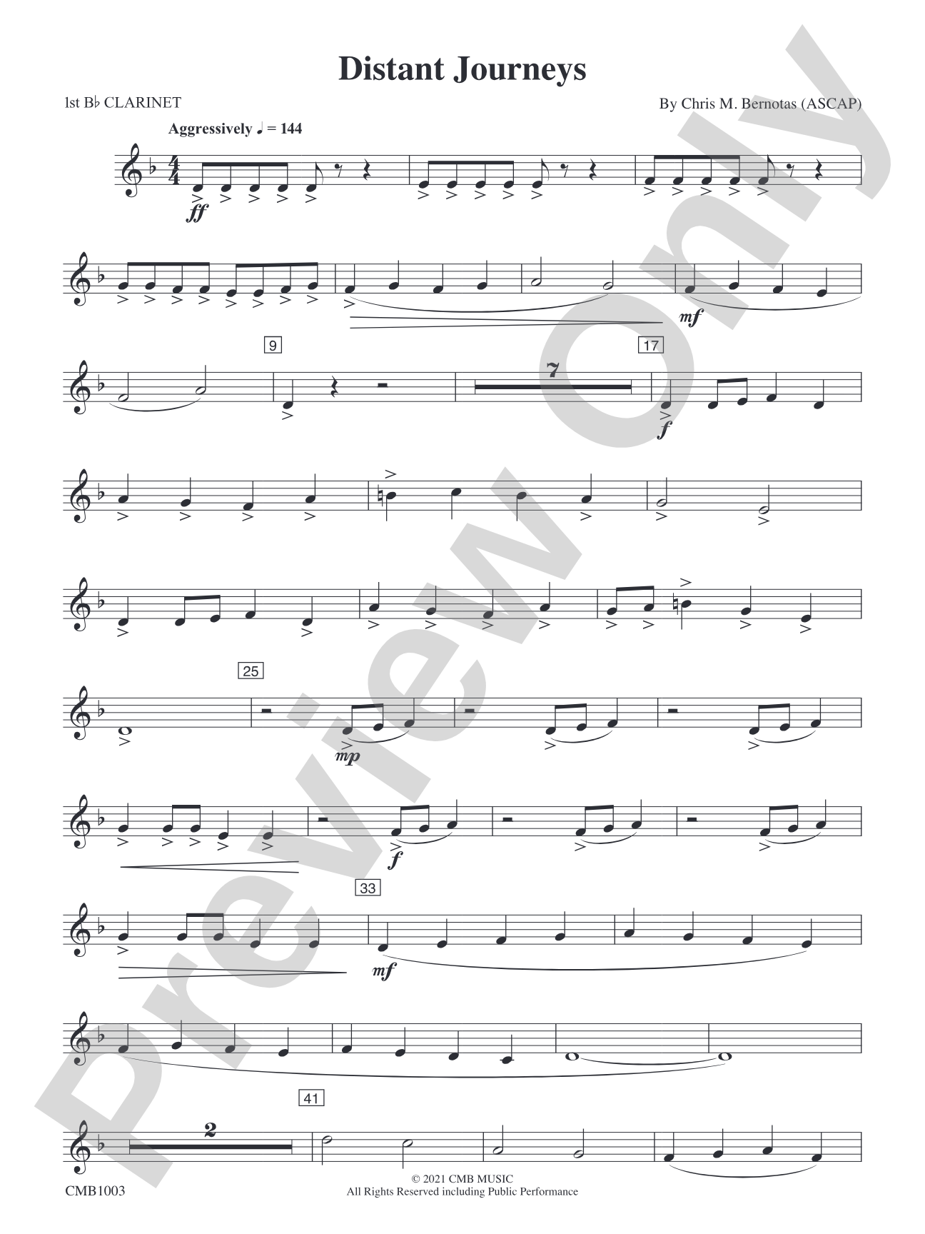 Distant Journeys: 1st B-flat Clarinet