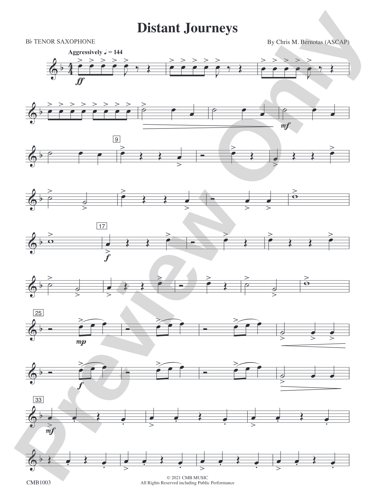 Distant Journeys: B-flat Tenor Saxophone