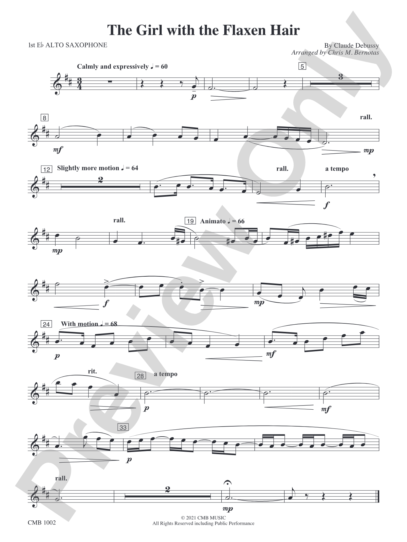 The Girl with the Flaxen Hair: E-flat Alto Saxophone