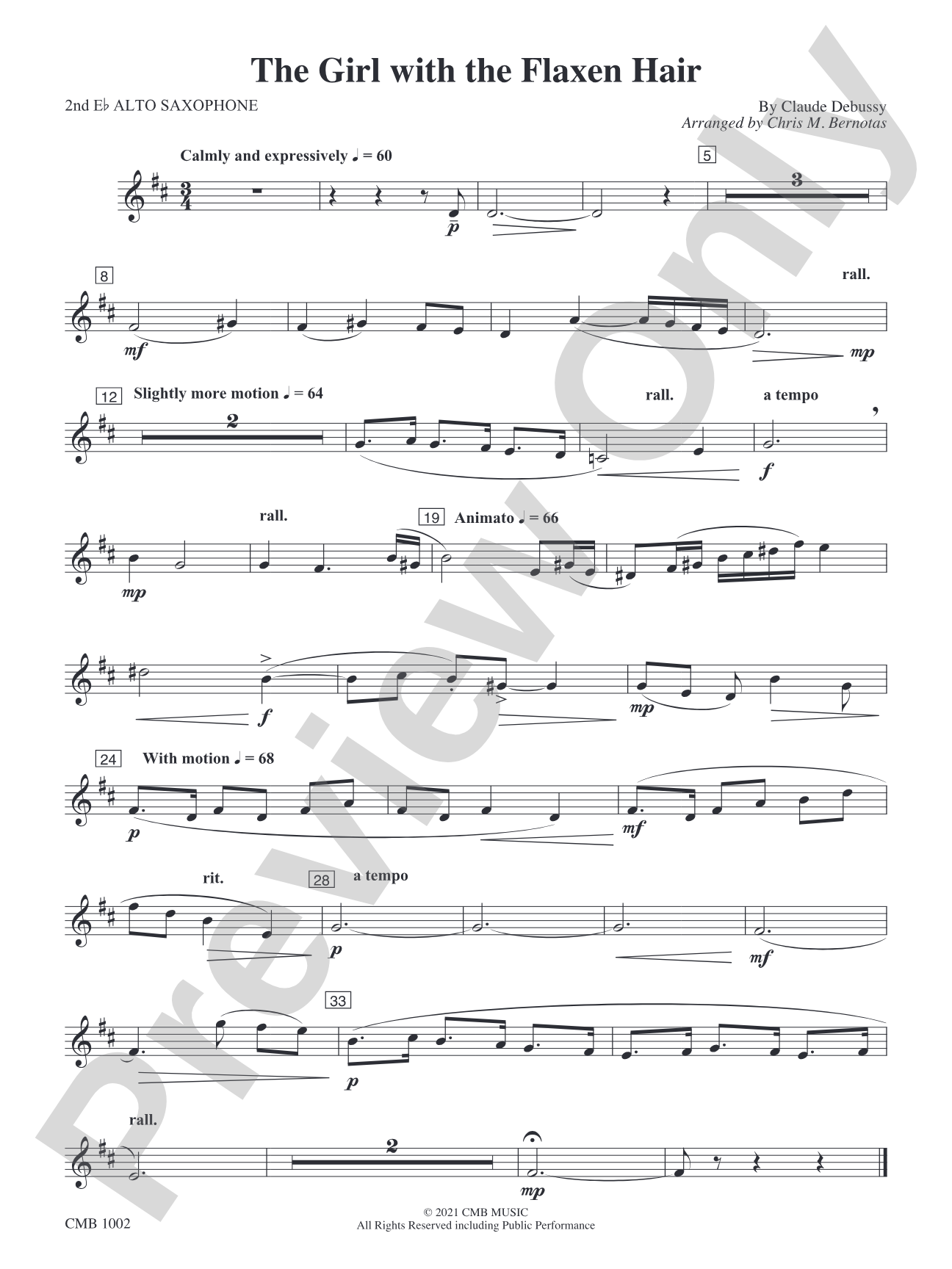 The Girl with the Flaxen Hair: 2nd E-flat Alto Saxophone