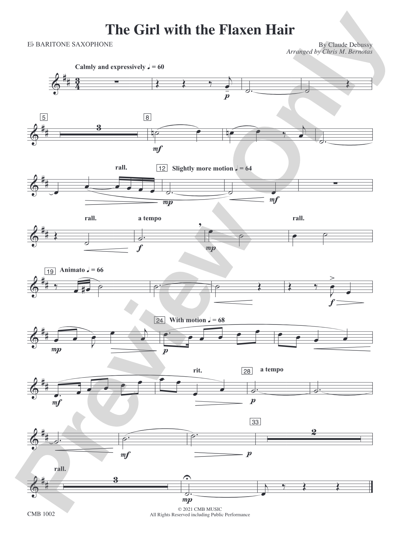 The Girl with the Flaxen Hair: E-flat Baritone Saxophone