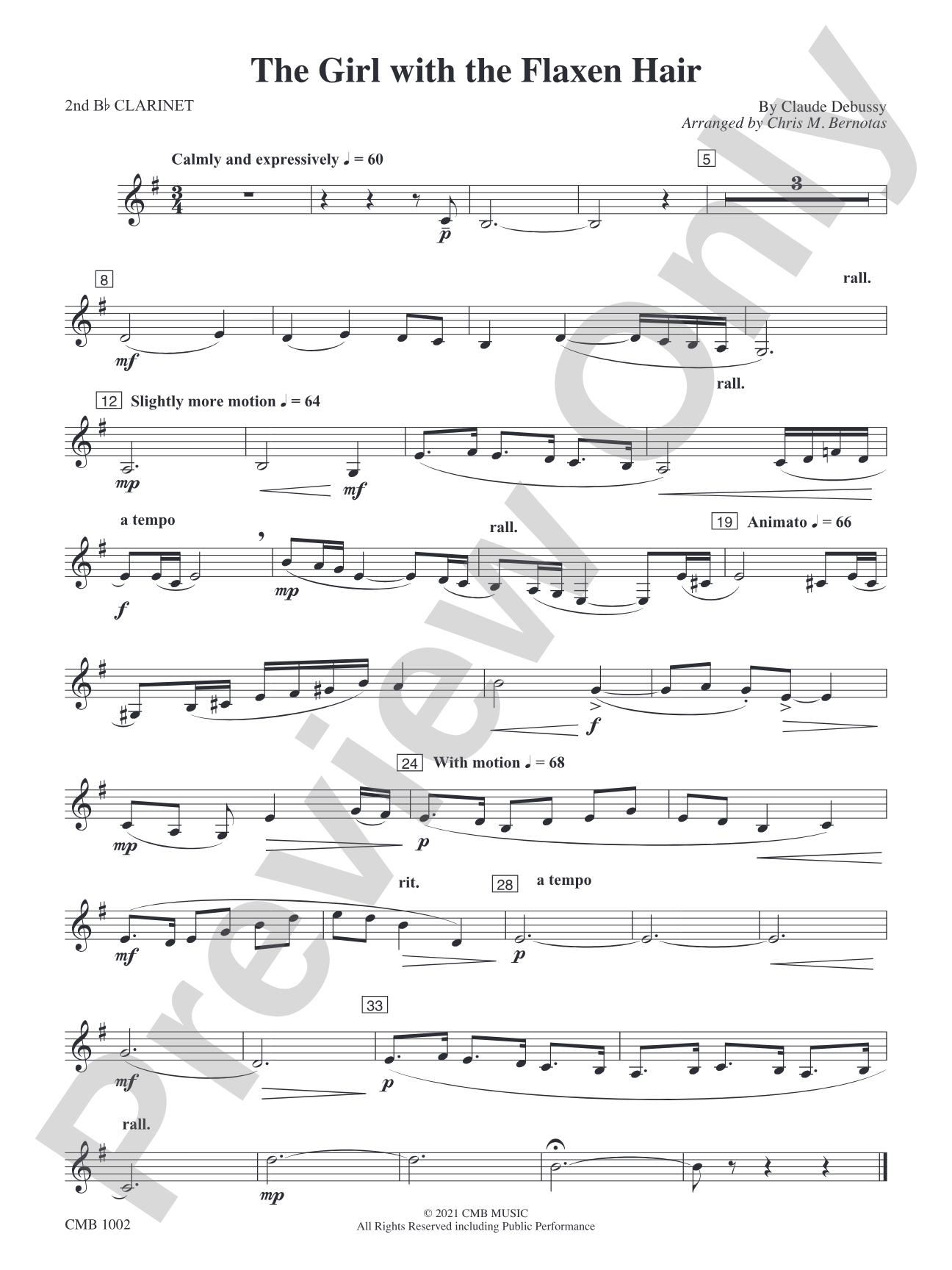 The Girl with the Flaxen Hair: 2nd B-flat Clarinet