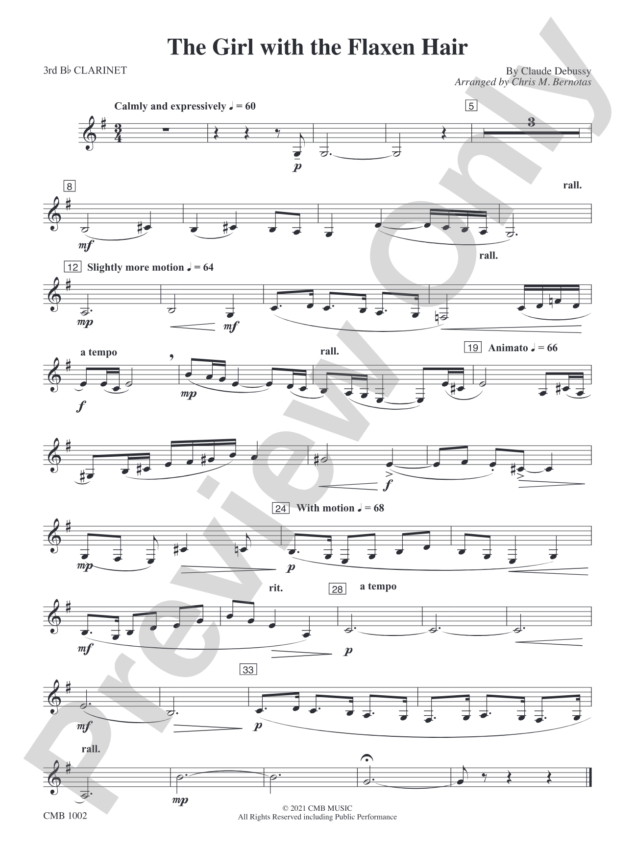 The Girl with the Flaxen Hair: 3rd B-flat Clarinet