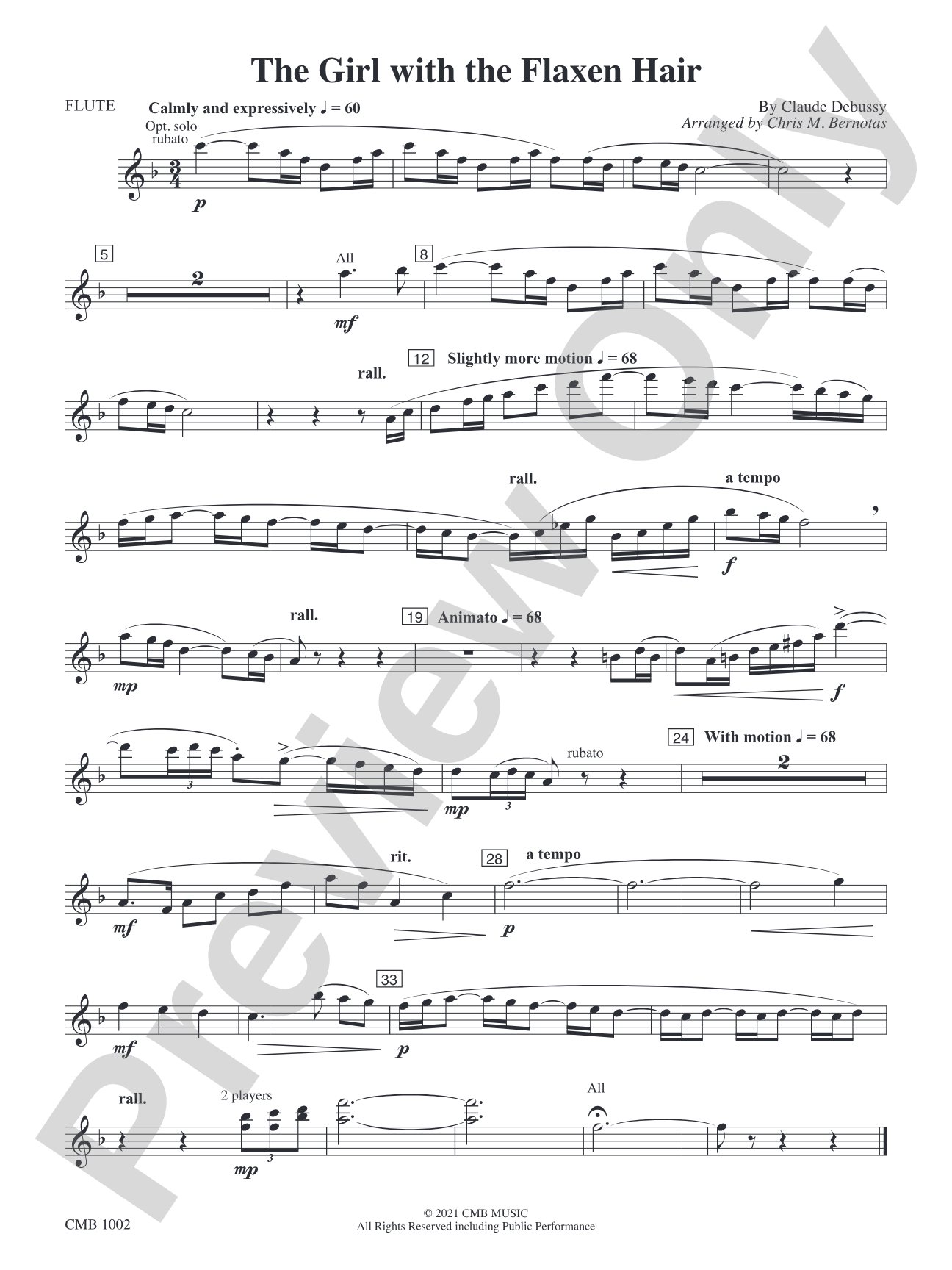 The Girl with the Flaxen Hair: Flute