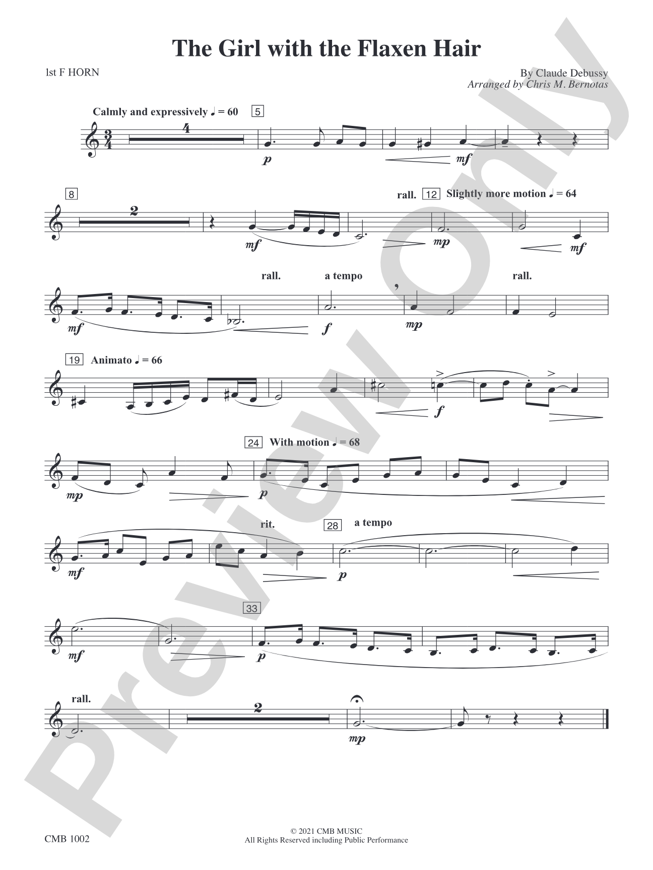 The Girl with the Flaxen Hair: 1st F Horn