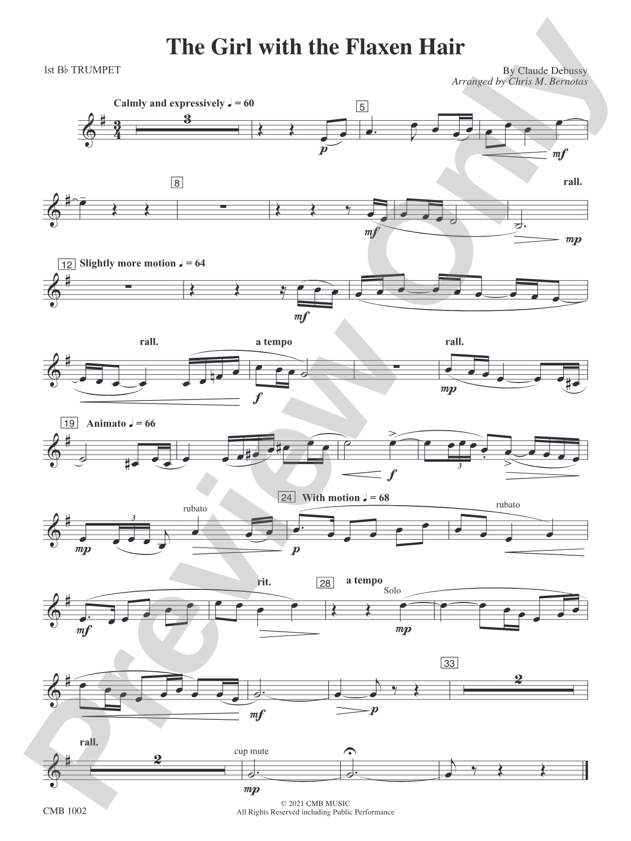 The Girl with the Flaxen Hair: 1st B-flat Trumpet