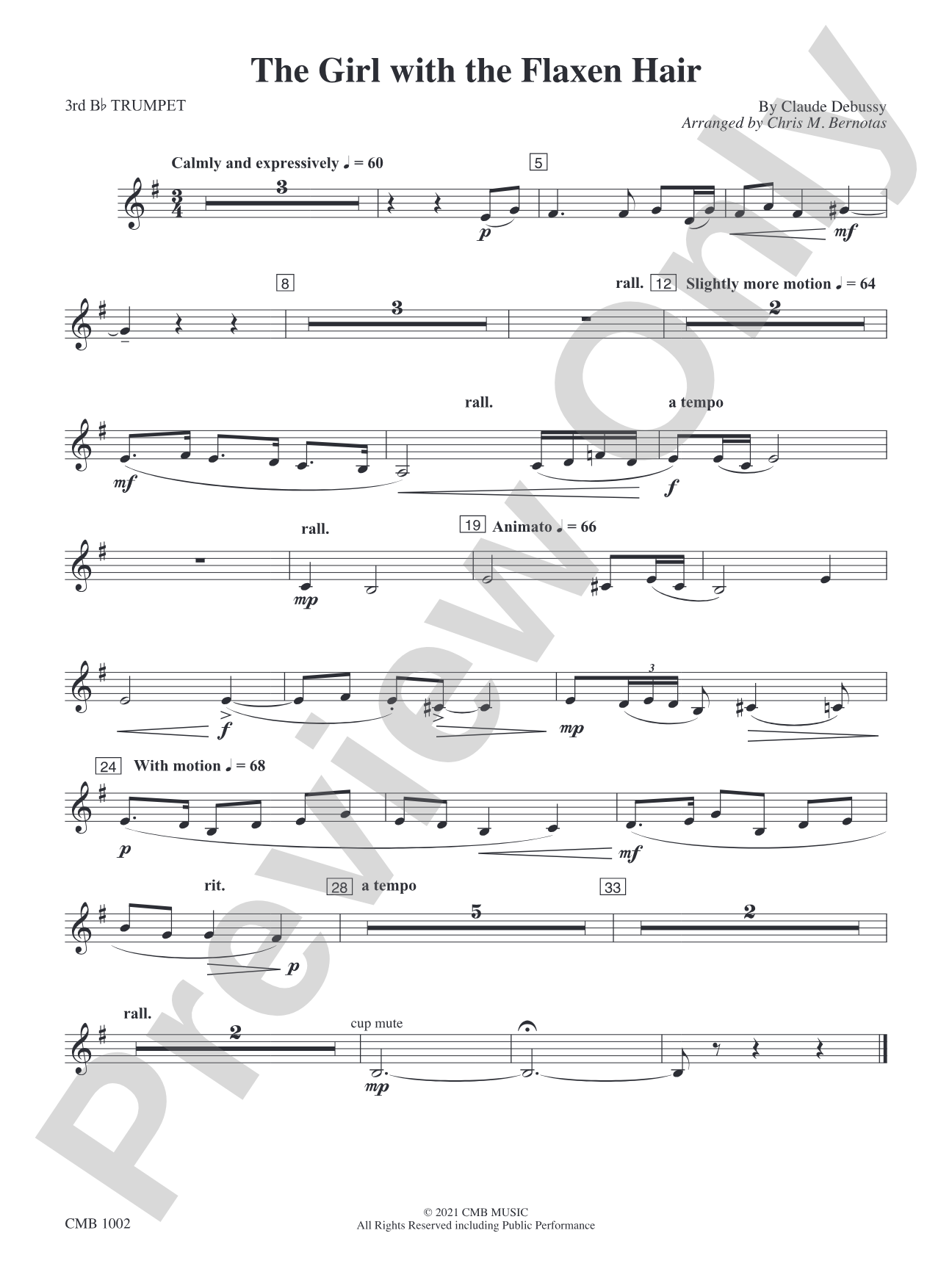 The Girl with the Flaxen Hair: 3rd B-flat Trumpet
