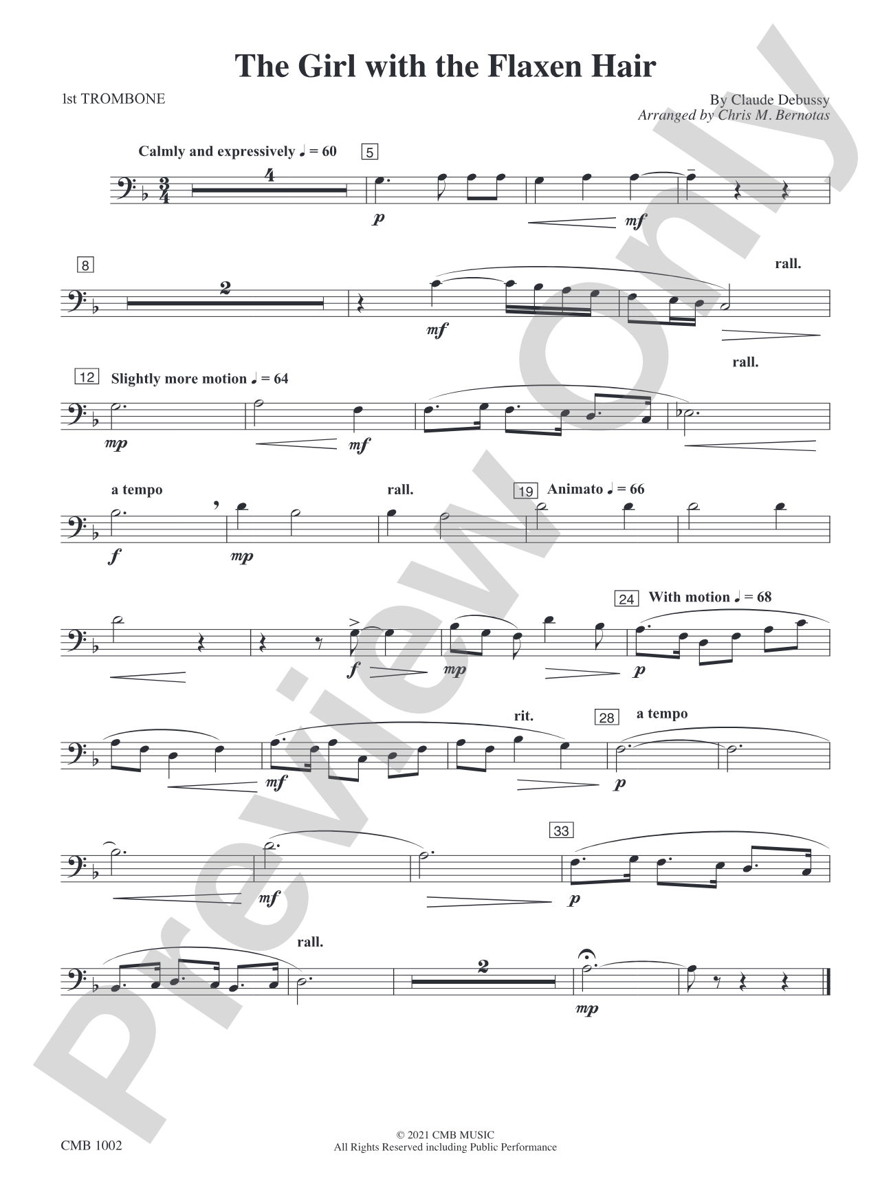 The Girl with the Flaxen Hair: 1st Trombone