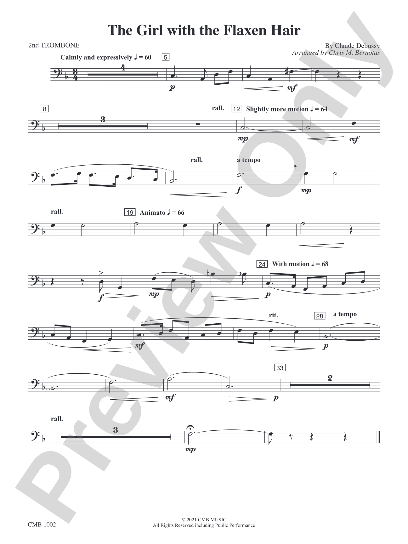 The Girl with the Flaxen Hair: 2nd Trombone