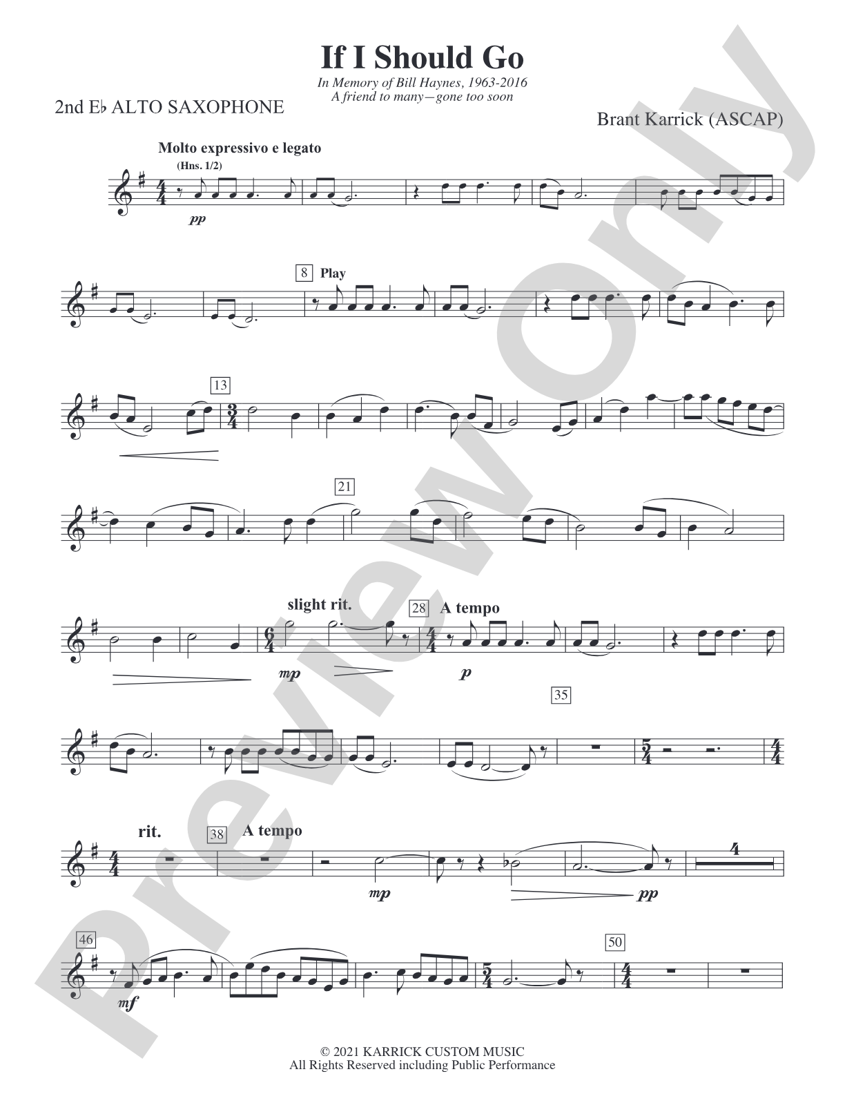 If I Should Go: 2nd E-flat Alto Saxophone