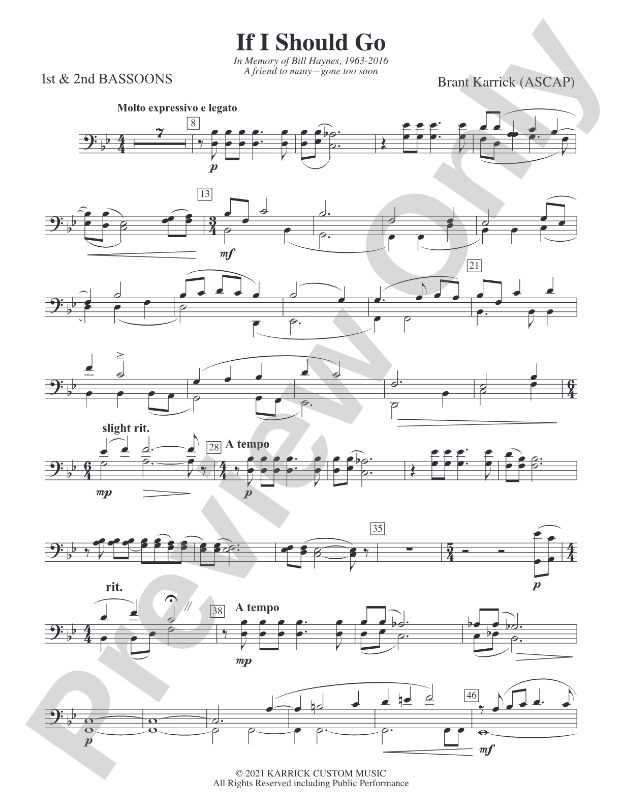 If I Should Go: 1st & 2nd Bassoon