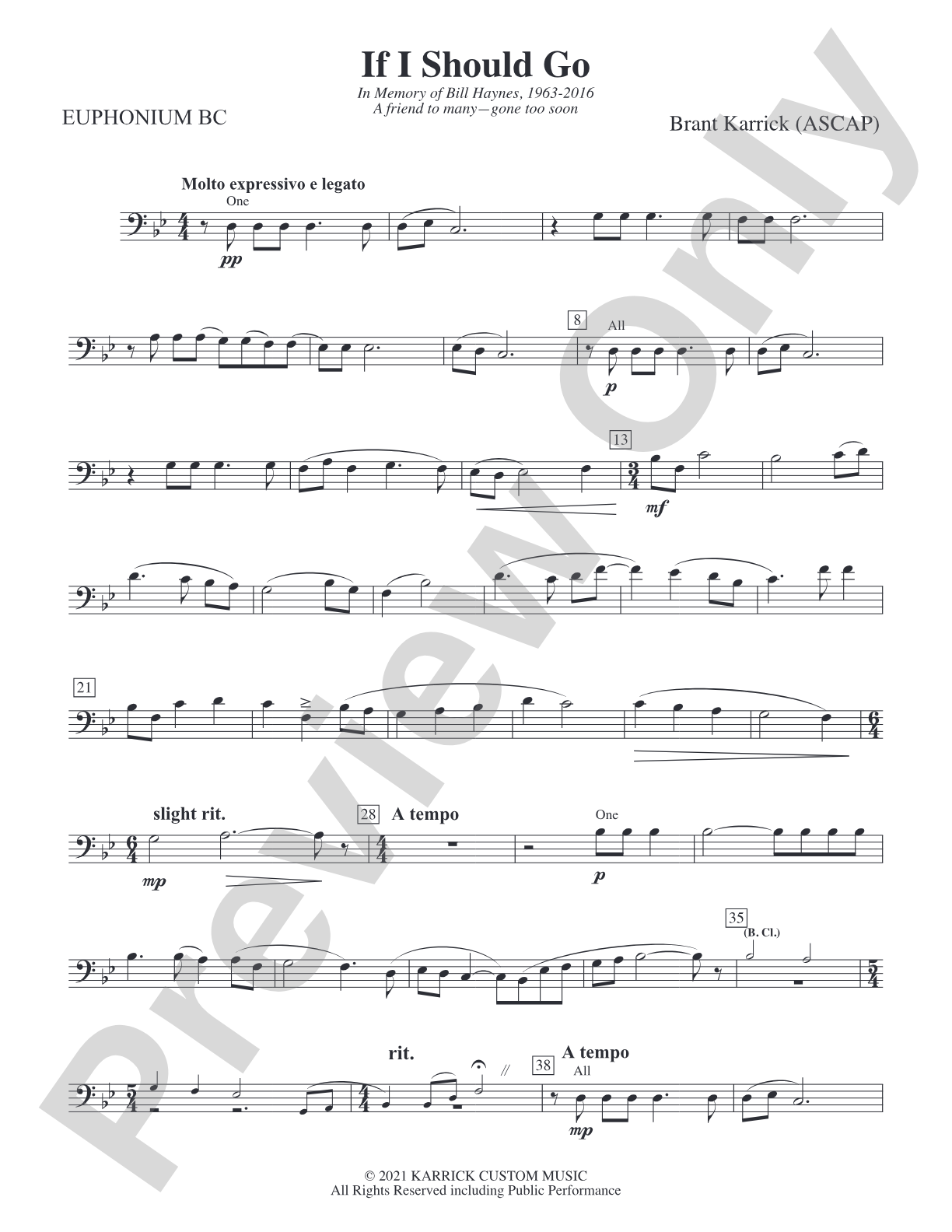 If I Should Go: Baritone B.C.