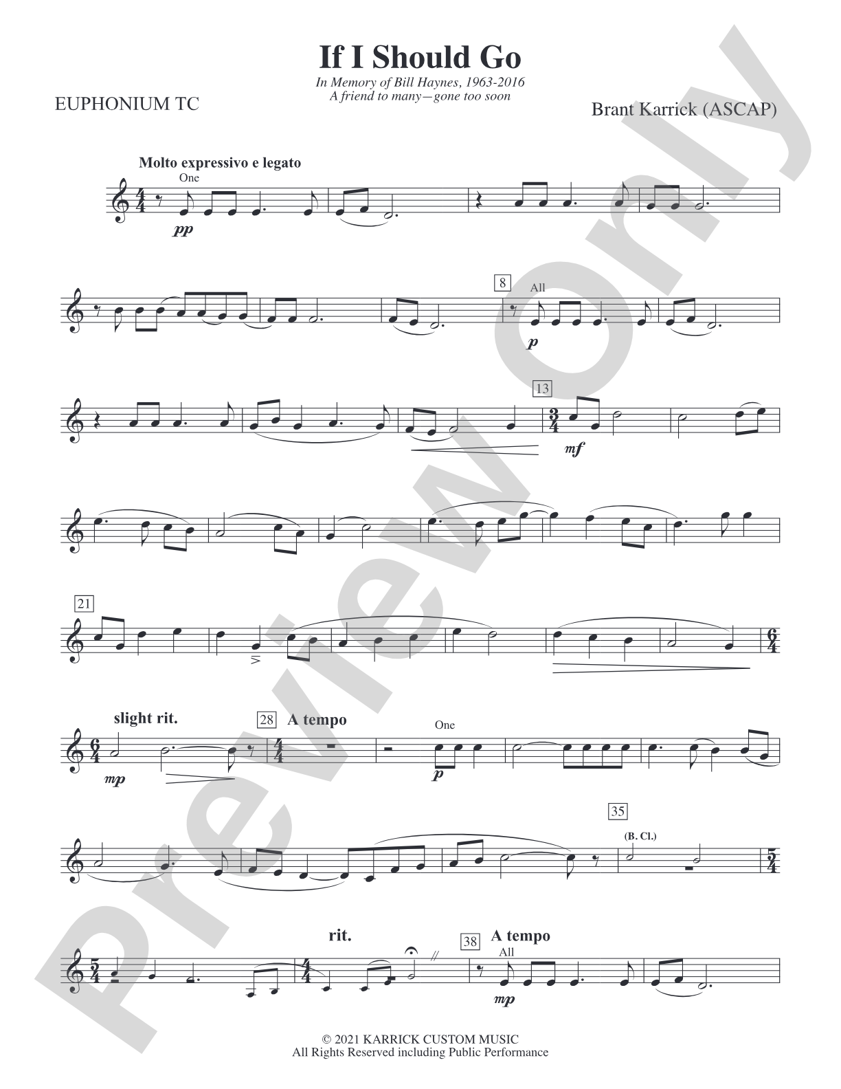 If I Should Go: Baritone T.C.